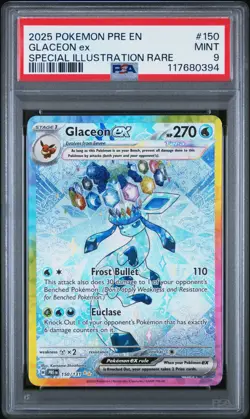 Glaceon ex 150/131 PSA 9 Mint PRE Prismatic Evolutions 2025 Pokemon SIR #150 - Image 1