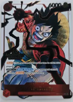 2025 ONE PIECE PROMO CARDS: MONKEY.D.LUFFY (ST01-012) 3RD ANNIVERSARY WINNER - Image 1