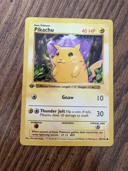 PIKACHU 1ST EDITION SHADOWLESS YELLOW CHEEKS 1999 POKEMON #58/102 TCG Card - Image 2