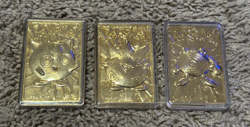 Vintage Pokemon 23K Gold Plated Pikachu Poliwhirl Jigglypuff Trading Cards 1999 - Image 1