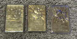 Vintage Pokemon 23K Gold Plated Pikachu Poliwhirl Jigglypuff Trading Cards 1999 - Image 2