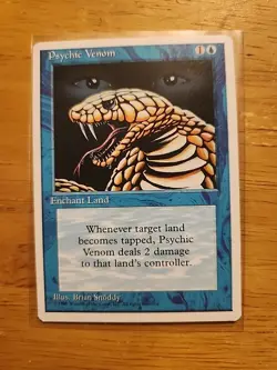 Psychic Venom - Fourth Edition - MTG Magic - Common - Blue Enchant Land - Image 1
