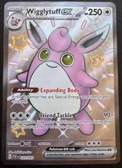 Wigglytuff ex 222/091 Shiny Rare Full Art Paldean Fates Pokemon TCG NM - Image 1