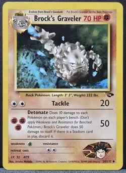 [HP] Brock's Graveler 34/132 - U - Gym Challenge Unlimited - Vintage Pokemon - Image 1
