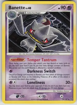 Pokemon TCG Banette Rare Platinum 19/127 - Image 1