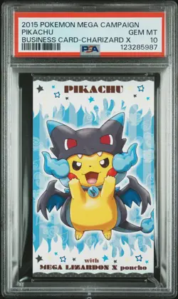2015 POKEMON JPN STRONG CUTE PIKACHU MEGA CAMPAIGN BUSINESS CARDS PIKACHU PSA 10 - Image 1