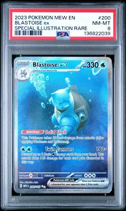 2023 POKEMON MEW EN-151 SPECIAL ILLUSTRATION RARE #200 BLASTOISE EX PSA 8 - Image 1