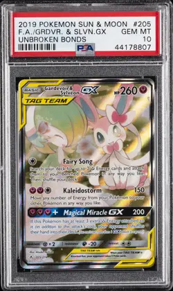 2019 POKEMON SUN & MOON UNBROKEN BONDS FULL ART/GARDEVOIR & SYLVEON GX PSA 10 - Image 1