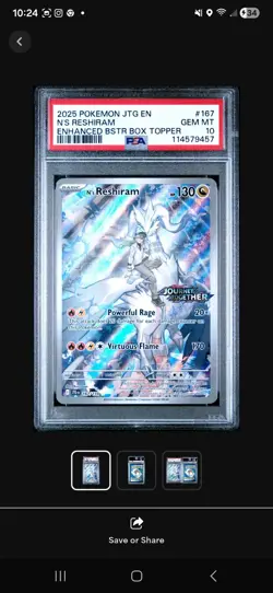 N's Reshiram - (Journey Together Stamped) 167/159 Box Topper PSA 10 Pokemon - Image 1