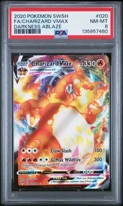 2020 POKEMON SWORD & SHIELD DARKNESS ABLAZE #020 FULL ART/CHARIZARD VMAX PSA 8 - Image 1