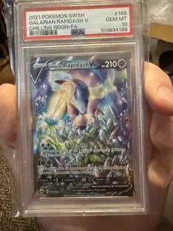 Pokemon Galarian Rapidash V Chilling Reign Full Art #168 PSA 10 Gem Mint - Image 1