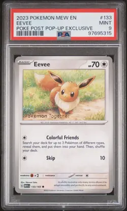 2023 Eevee 133 PSA 9 Mint Pokemon Together Stamp Promo Scarlet Violet 151 Mew - Image 1