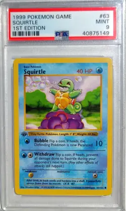 1999 POKEMON BASE SET 1ST EDITION #63 SQUIRTLE PSA 9 - Image 1