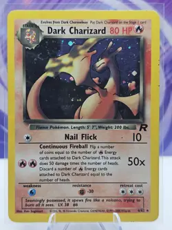 🔥Pokemon TCG Dark Charizard 4/82 Holo Rare Card Team Rocket SWIRL 🌀 - Image 1