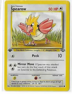 Spearow 62/64 Regular 1st Edition Common Pokemon Card LP - Image 1