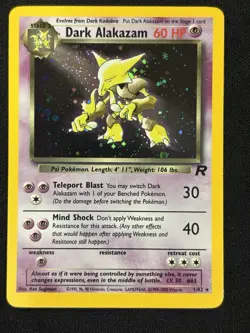 Dark Alakazam 1/82 Holo Rare Team Rocket SWIRL Pokemon Card - Image 1