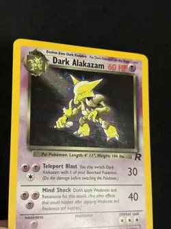 Dark Alakazam 1/82 Holo Rare Team Rocket SWIRL Pokemon Card - Image 3