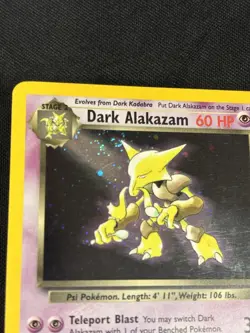 Dark Alakazam 1/82 Holo Rare Team Rocket SWIRL Pokemon Card - Image 4