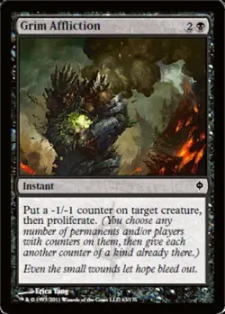 Light Play x 1 Grim Affliction - Foil New Phyrexia - Image 1