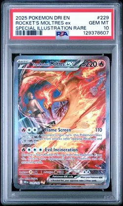 PSA 10 GEM MINT - Pokemon Destined Rivals Team Rocket's Moltres EX 229/182 SIR - Image 1