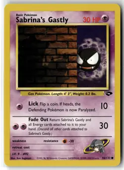 Sabrina's Gastly ⭐ 96/132 Common Gym Challenge 2000 Pokemon NM - Image 1