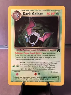 Pokemon TCG Dark Golbat 7/82 Team Rocket Holo Rare 2000 WOTC VTG LP Swirl - Image 1