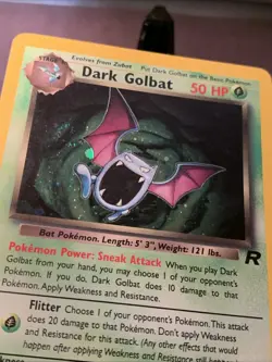 Pokemon TCG Dark Golbat 7/82 Team Rocket Holo Rare 2000 WOTC VTG LP Swirl - Image 2