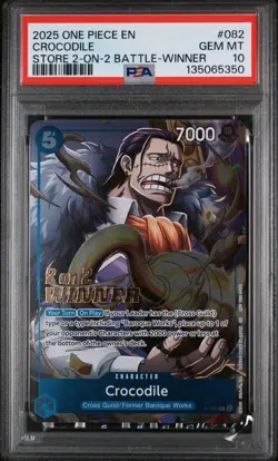 One Piece TCG 2-on-2 Battle 2025 Crocodile Winner P-082 PSA 10 💎 *POP 24* - Image 1