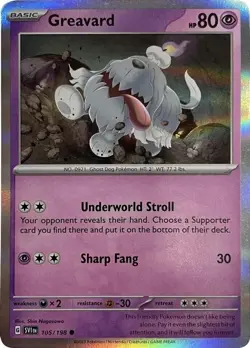 Greavard 105/198 - Pokemon TCG Scarlet & Violet (2023) - NM - Holo Promo Card - Image 1