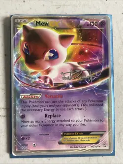Pokemon Mew EX 46/124 Card 2014 World Championships, Silver Outline, Signed - Image 1