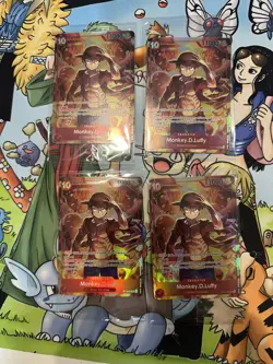 Set Of 4 Sealed Promo One Piece Card Treasure Booster Monkey.D.Luffy ST10-006 - Image 1