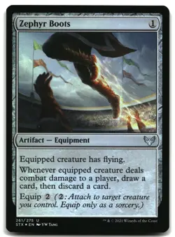 MTG Zephyr Boots FOIL U Strixhaven: School of Mages 261 LP - Image 1