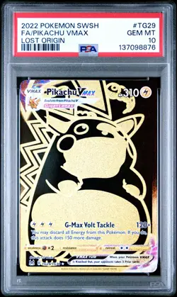 2022 POKEMON SWORD & SHIELD LOST ORIGIN #TG29 FULL ART/PIKACHU VMAX PSA 10 - Image 1