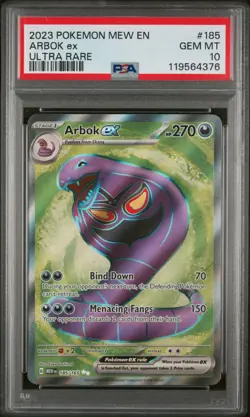 Gem Mint PSA 10 2023 Pokemon Scarlet And Violet 151 Arbok EX 185/160 - Image 1
