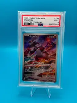 2023 Pokemon Groudon Illustration Rare Par en Paradox Rift 199/182 PSA 9 Mint - Image 1
