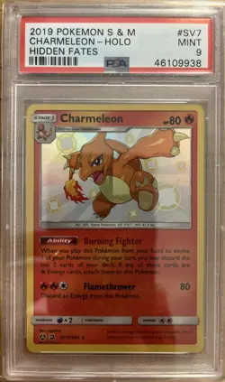 Pokemon Charmeleon Hidden Fates Shiny Holo Rare #SV7 PSA 9 Mint - Image 1