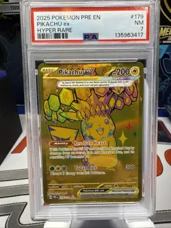 2025 POKEMON PRE EN-PRISMATIC EVOLUTIONS HYPER RARE #179 PIKACHU EX PSA 7 - Image 1