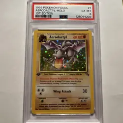 1999 Pokemon Fossil #1 Aerodactyl-Holo 1st Edition PSA 6 - Image 1