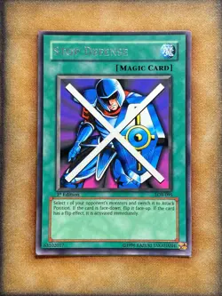 Yugioh Stop Defense LOB-095 Rare 1st Ed North American NM - Image 1