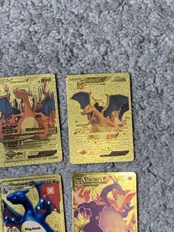 Set of 15 Charizard Evolution,V,EX,GX,VMax Gold Foil Fan Art Cards - Image 4