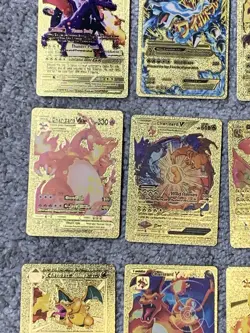 Set of 15 Charizard Evolution,V,EX,GX,VMax Gold Foil Fan Art Cards - Image 5