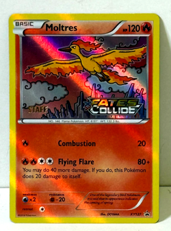 Pokemon XY Fates Collide MOLTRES "STAFF" Gold Foil Stamped Prerelease Promo Card - Image 1