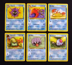 Lot Of 6 Vintage Fossil Pokemon Cards Regular Finish Water Type LP - Image 1