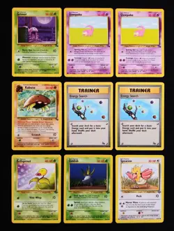 Lot Of 9 Vintage Fossil & Jungle Pokemon Cards Regular Finish 1999 Mix LP-MP - Image 1