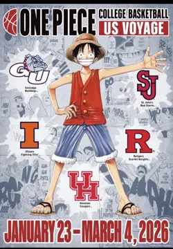 One Piece Monkey.D.Luffy US College Basketball Promo Card+Rutgers Poster PRESALE - Image 1