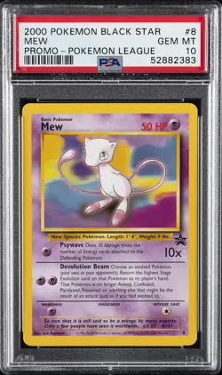 2000 POKEMON PROMO BLACK STAR POKEMON LEAGUE #8 MEW PSA 10 - Image 1