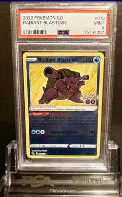 2022 POKEMON GO #018 RADIANT BLASTOISE PSA 9 - Image 1