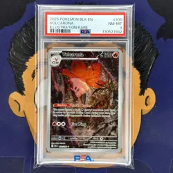 PSA 8 NEAR MINT 2025 Pokemon Black Bolt VOLCARONA #100 Illustration Rare - Image 2