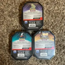 ✨ Pokemon TCG Bundle Triple Whammy Tin Complete Set of 3 Factory Sealed - Image 2