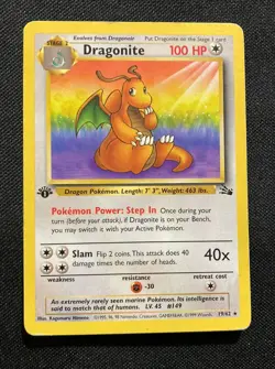 Pokemon 1999 Fossil set 1st Edition Dragonite rare #19 MP - Image 1